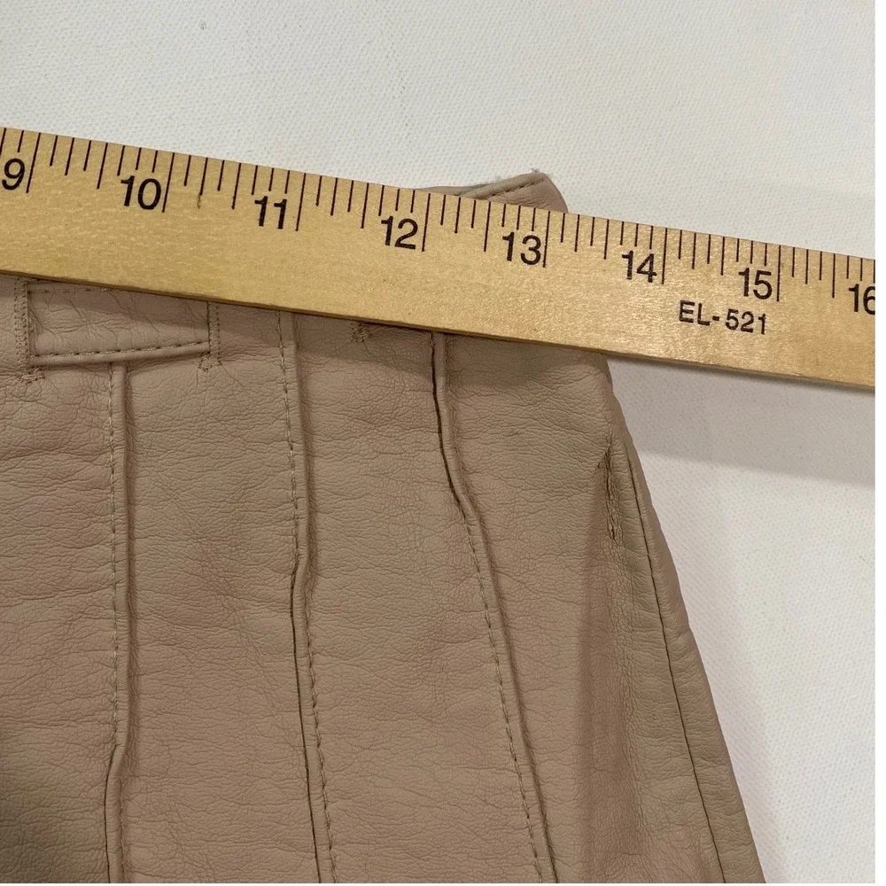 Free People Skirt Vegan Leather Beige Button Front A-Line Skirt Size 4 - Picture 5 of 9